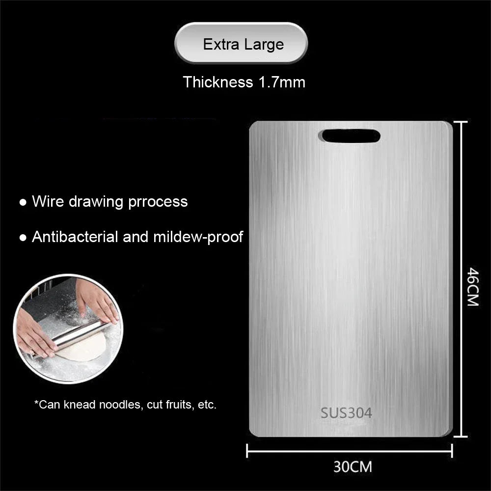 Double-Sided Stainless Steel Cutting Board – Thick, Antibacterial & Easy to Clean