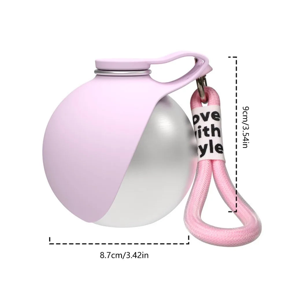 Dog Water Bottle for Walks – 285ml Stainless Steel with Silicone Bowl, Leak-Proof