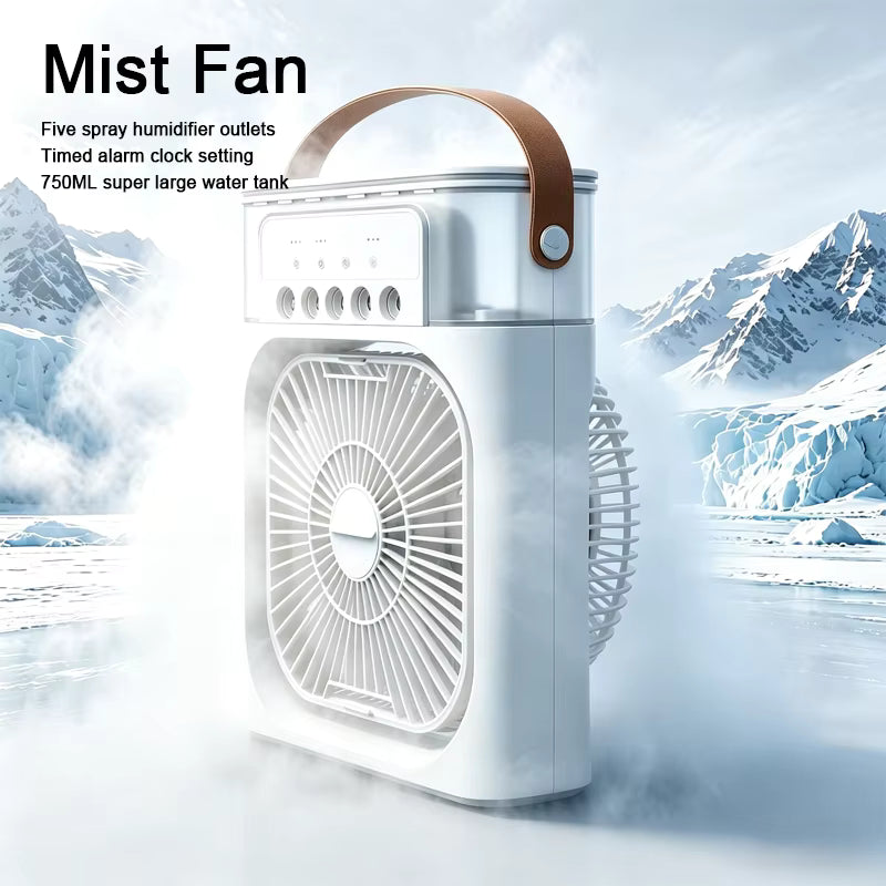 Portable USB Cooling Fan with Mist – 3-Speed Desktop Air Cooler
