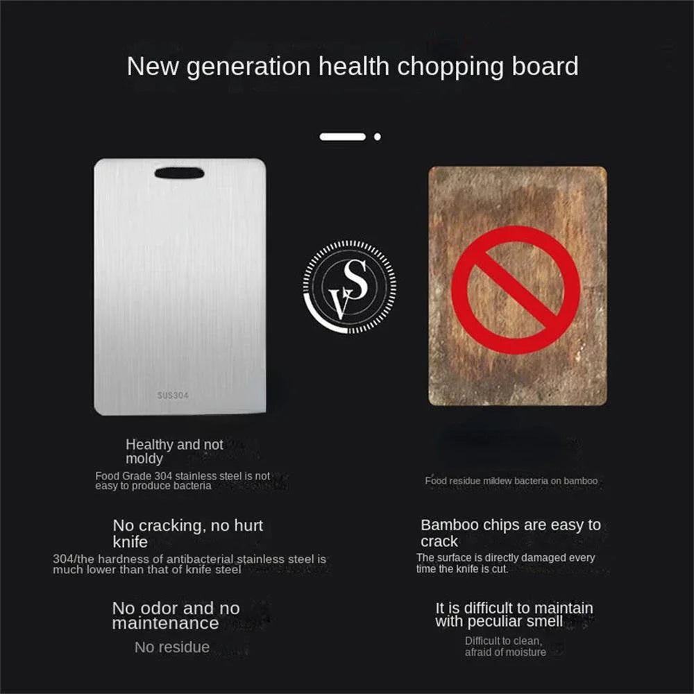 Double-Sided Stainless Steel Cutting Board – Thick, Antibacterial & Easy to Clean