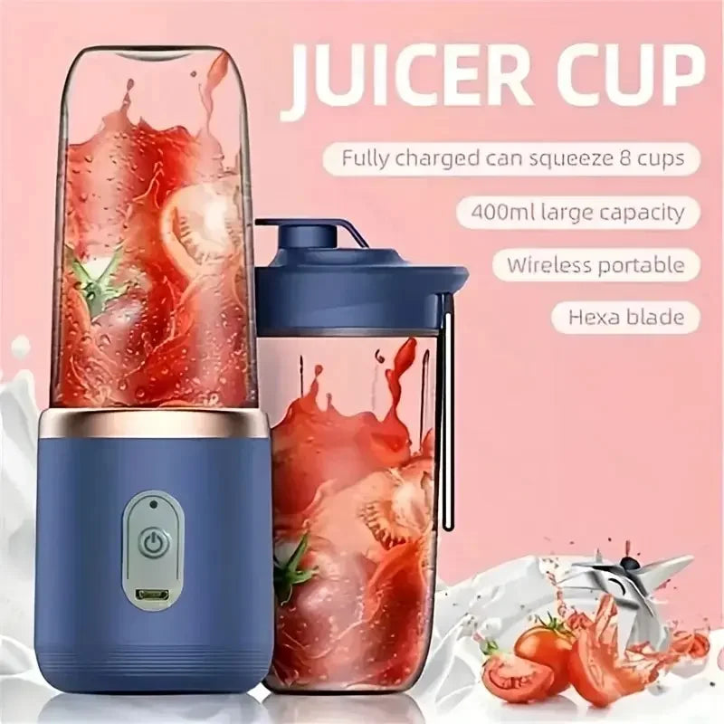 Portable USB Blender Bottle – 6-Blade Rechargeable Smoothie & Juice Maker