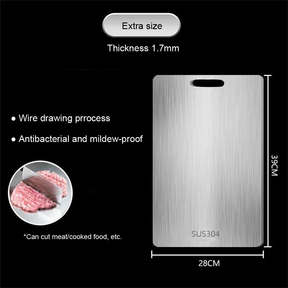 Double-Sided Stainless Steel Cutting Board – Thick, Antibacterial & Easy to Clean