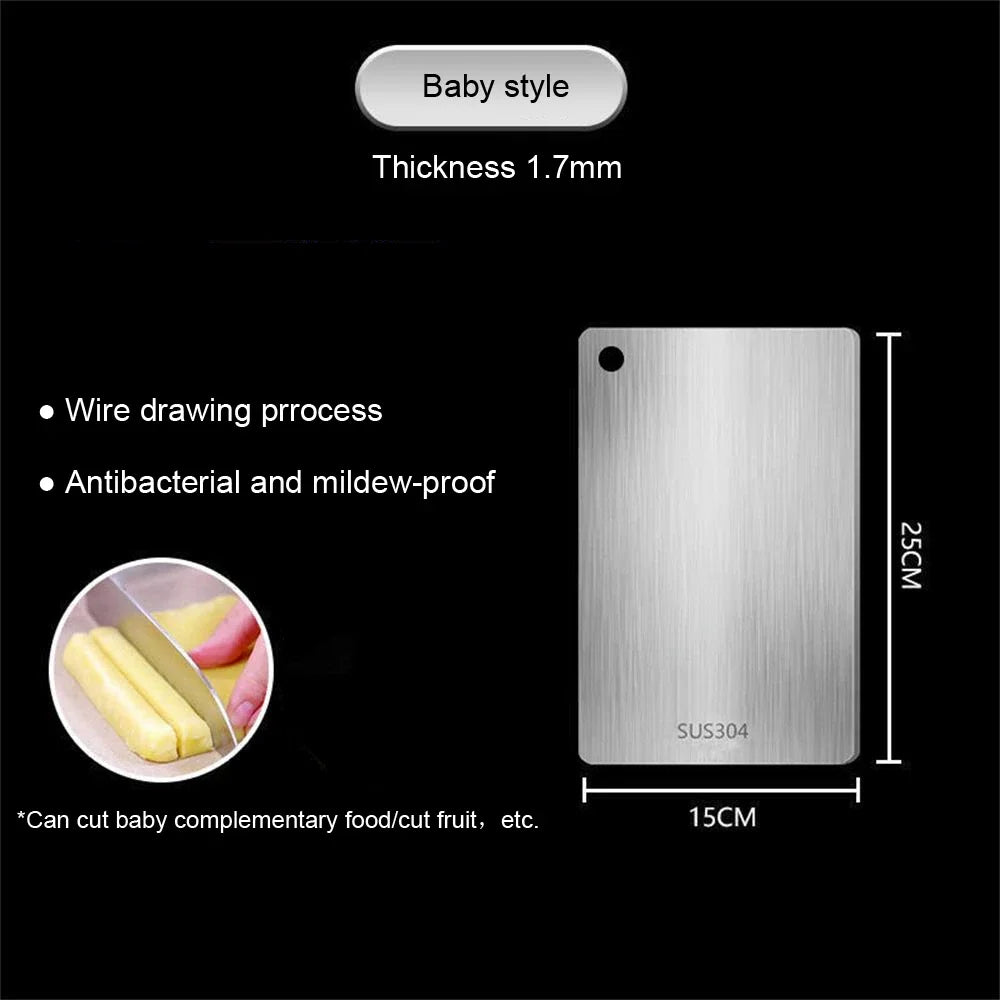 Double-Sided Stainless Steel Cutting Board – Thick, Antibacterial & Easy to Clean