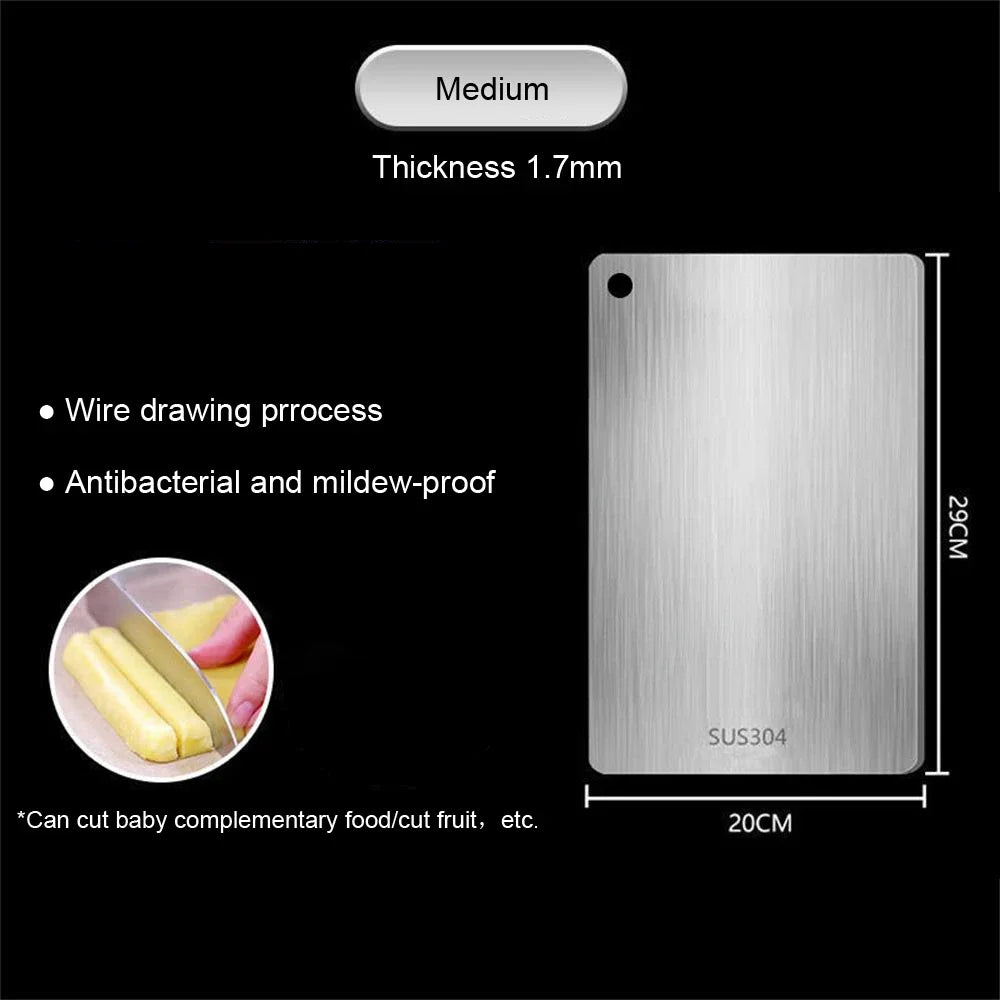 Double-Sided Stainless Steel Cutting Board – Thick, Antibacterial & Easy to Clean