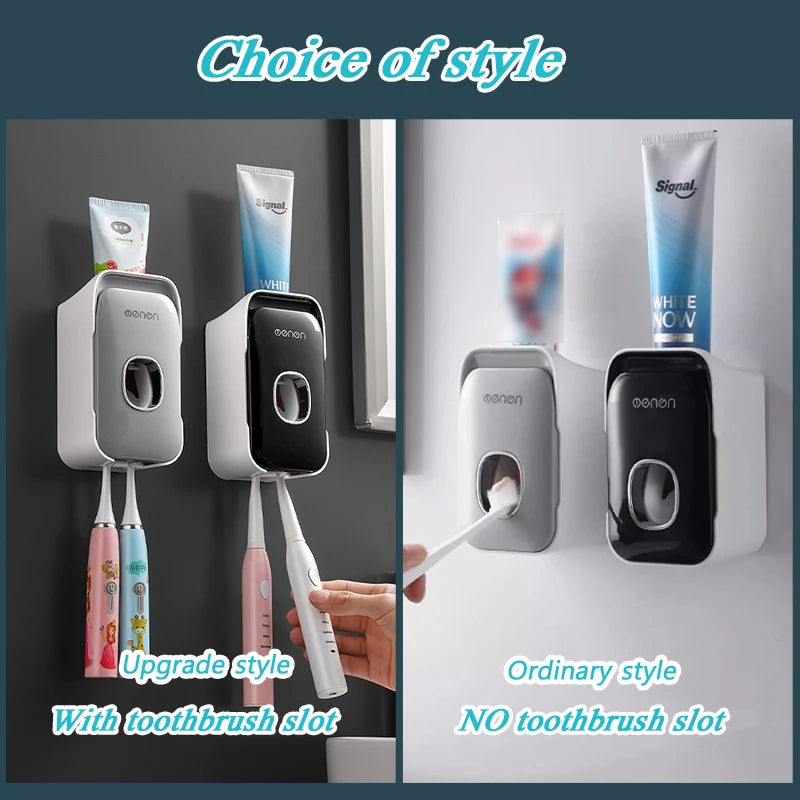 Wall-Mounted Toothpaste Dispenser & Toothbrush Holder – No Drilling Required