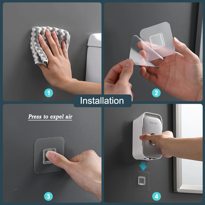 Wall-Mounted Toothpaste Dispenser & Toothbrush Holder – No Drilling Required