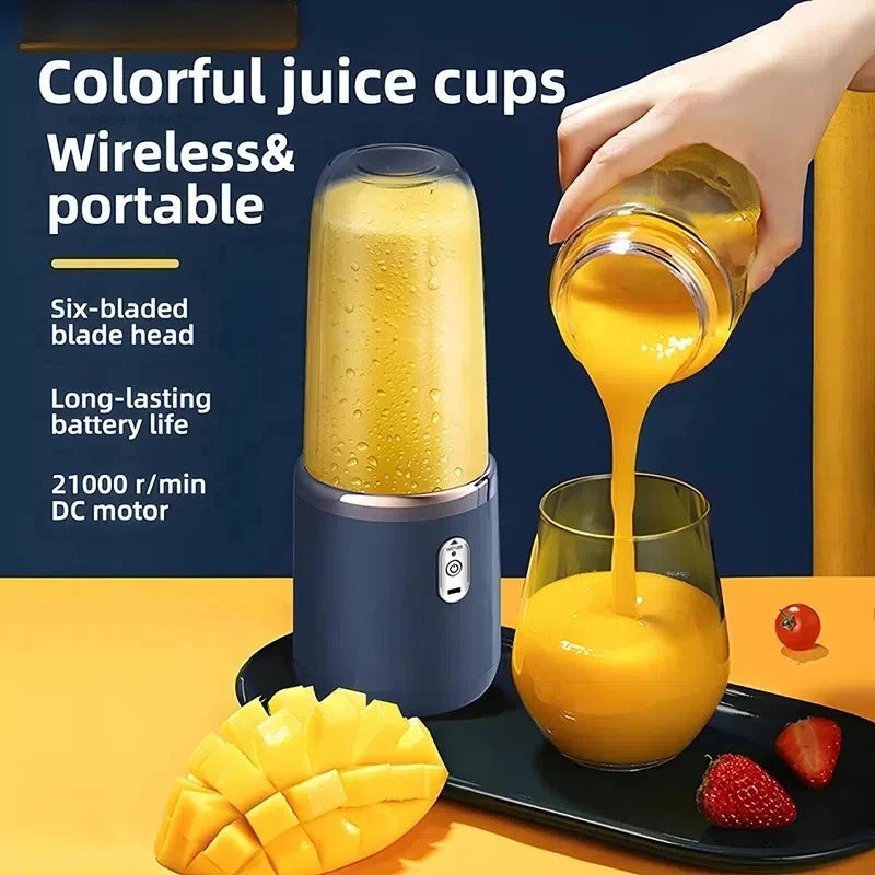 Portable USB Blender Bottle – 6-Blade Rechargeable Smoothie & Juice Maker
