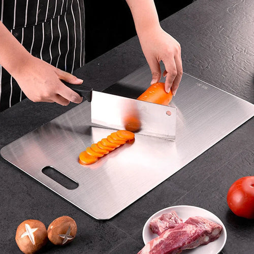 Double-Sided Stainless Steel Cutting Board – Thick, Antibacterial & Easy to Clean