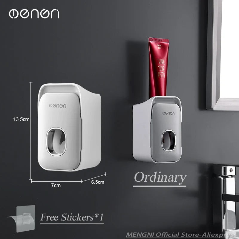 Wall-Mounted Toothpaste Dispenser & Toothbrush Holder – No Drilling Required