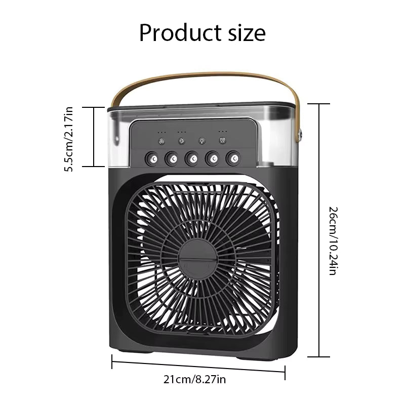 Portable USB Cooling Fan with Mist – 3-Speed Desktop Air Cooler