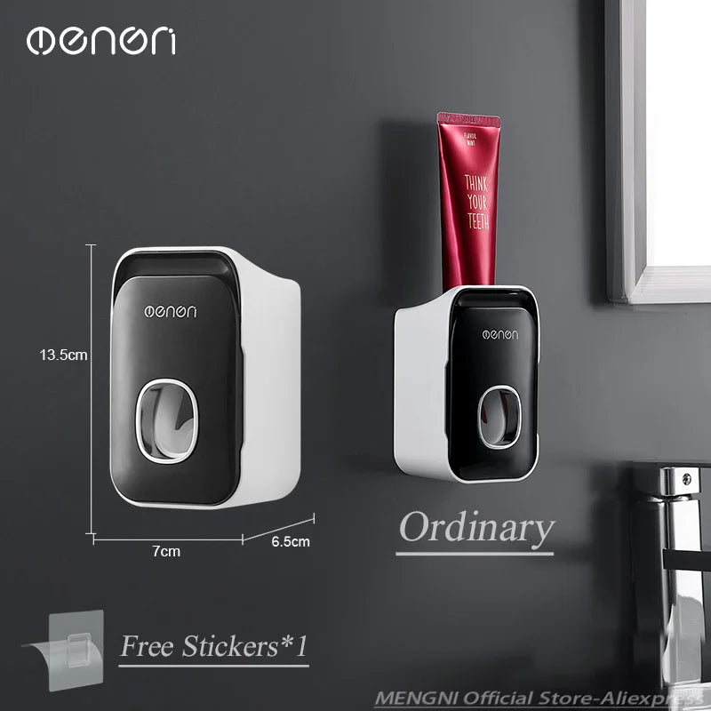 Wall-Mounted Toothpaste Dispenser & Toothbrush Holder – No Drilling Required