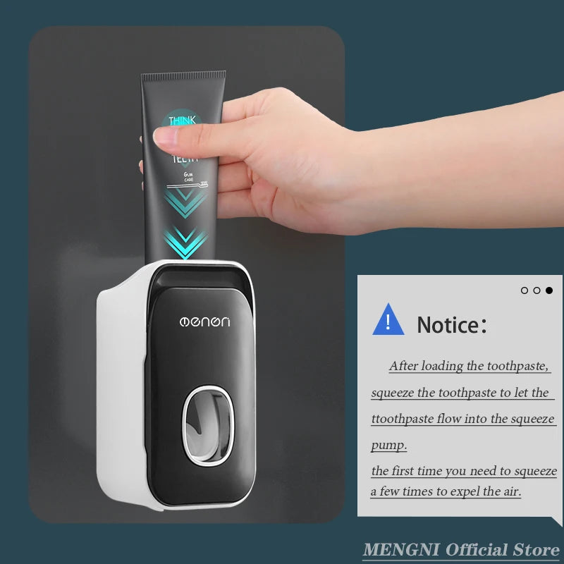 Wall-Mounted Toothpaste Dispenser & Toothbrush Holder – No Drilling Required
