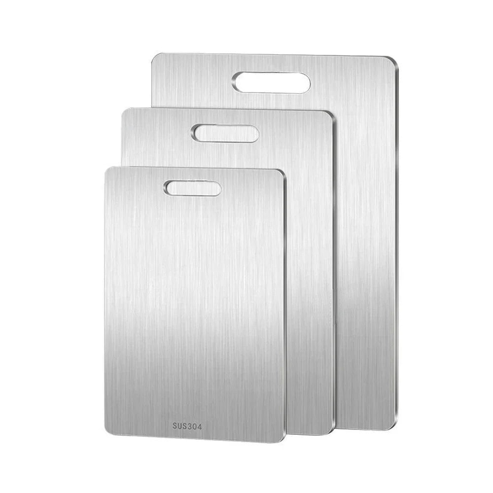 Double-Sided Stainless Steel Cutting Board – Thick, Antibacterial & Easy to Clean