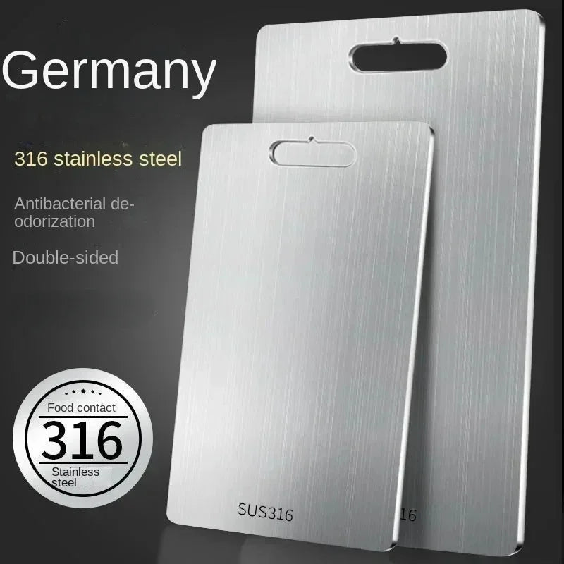 Double-Sided Stainless Steel Cutting Board – Thick, Antibacterial & Easy to Clean