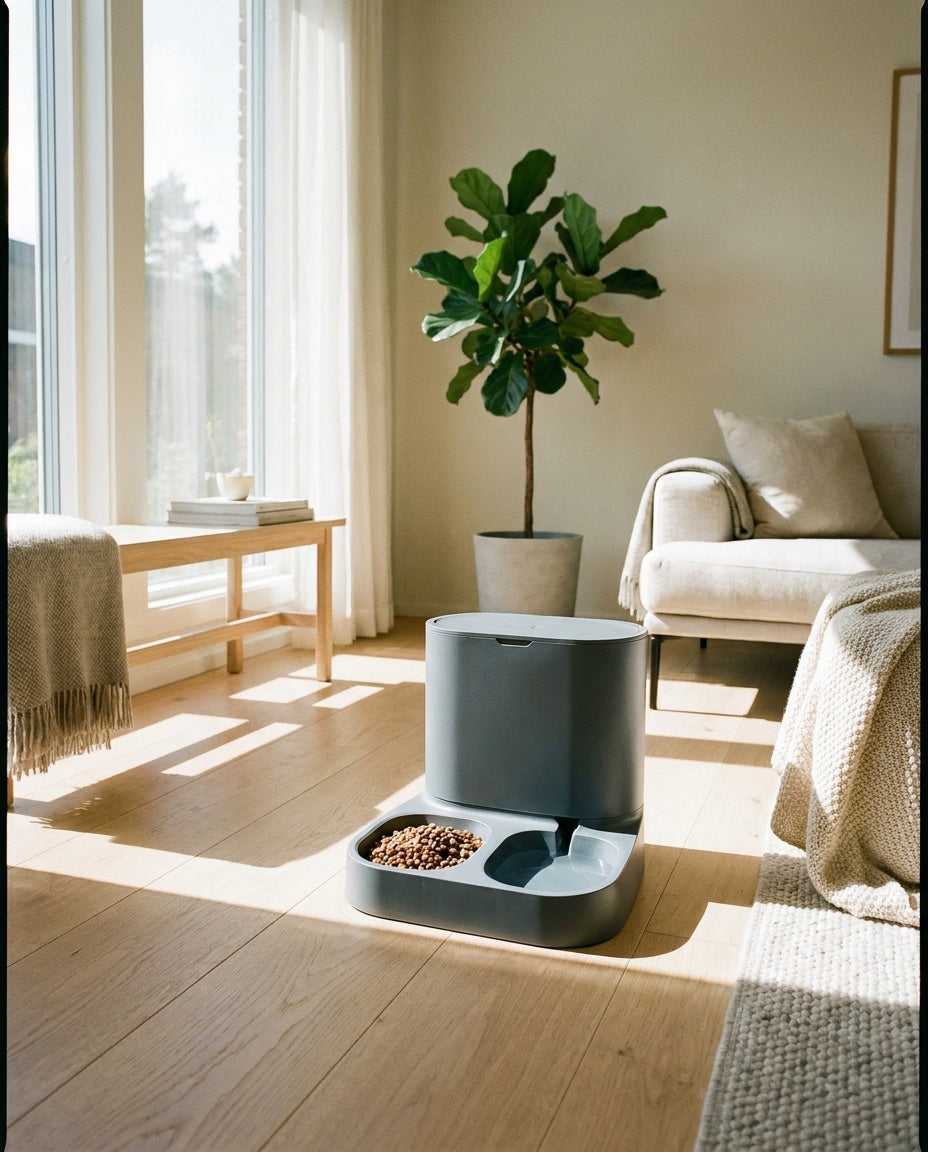 Cat dispenser in Scandinavian home