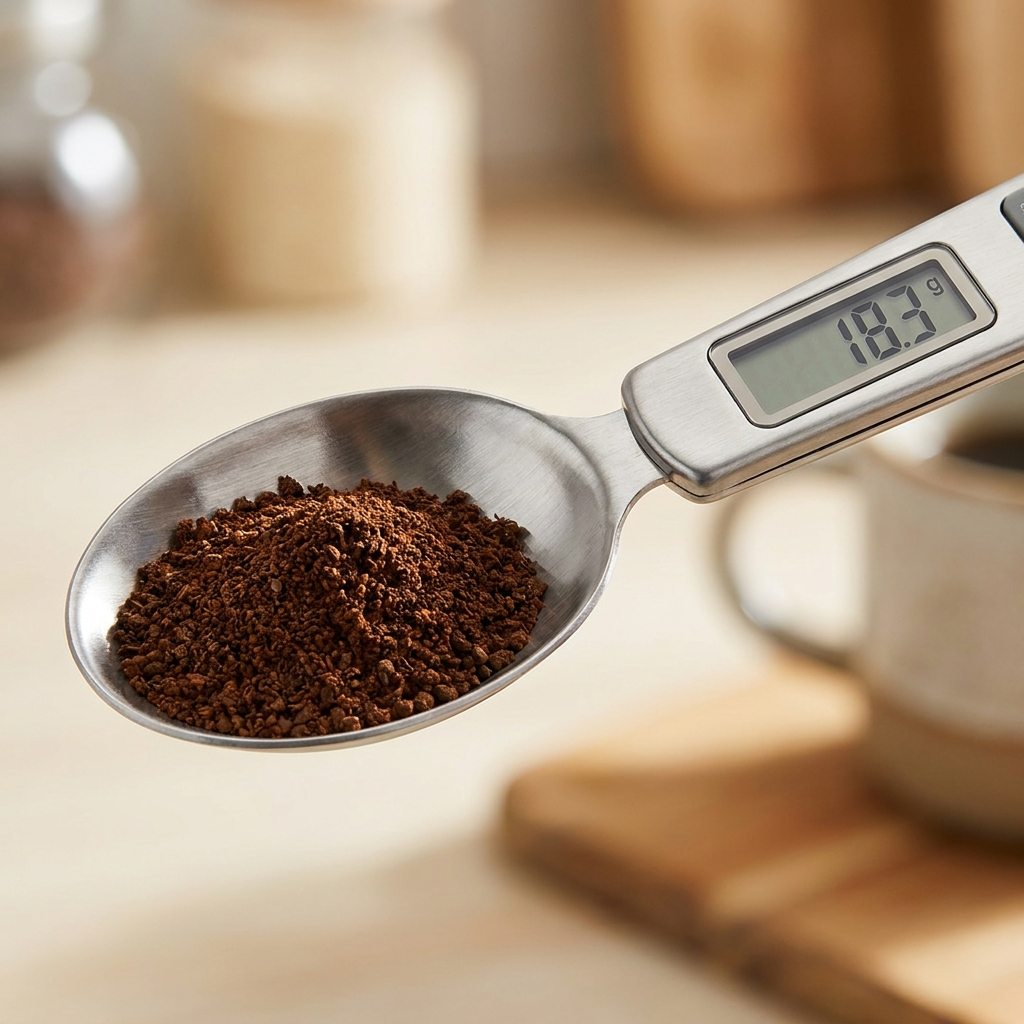 Spoon scale LCD display close-up